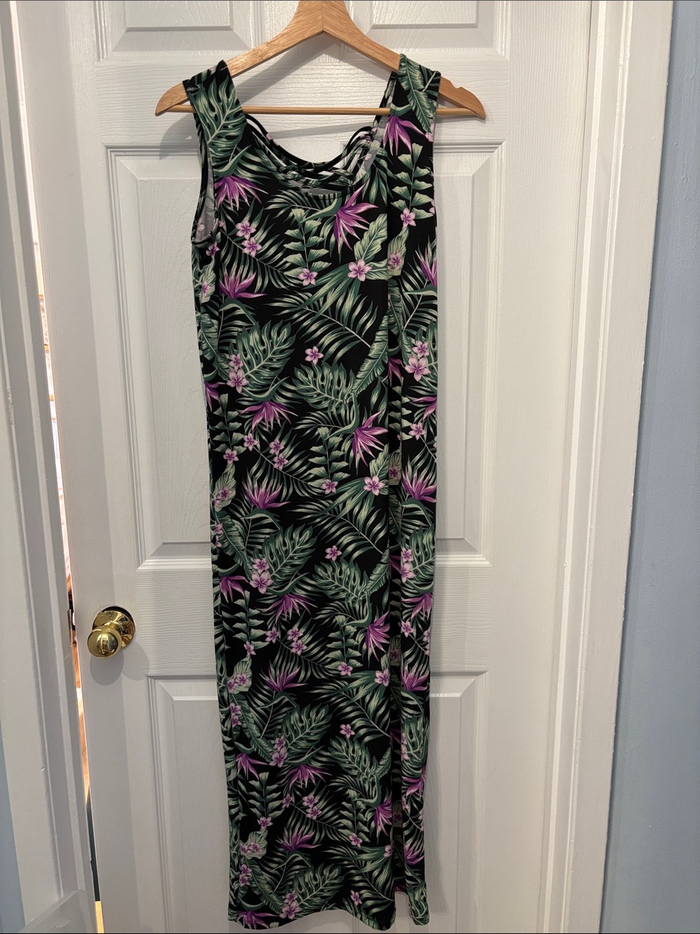 INC International Concepts Floral Leaf Scoop-Neck Dress in Black, Green & Pink